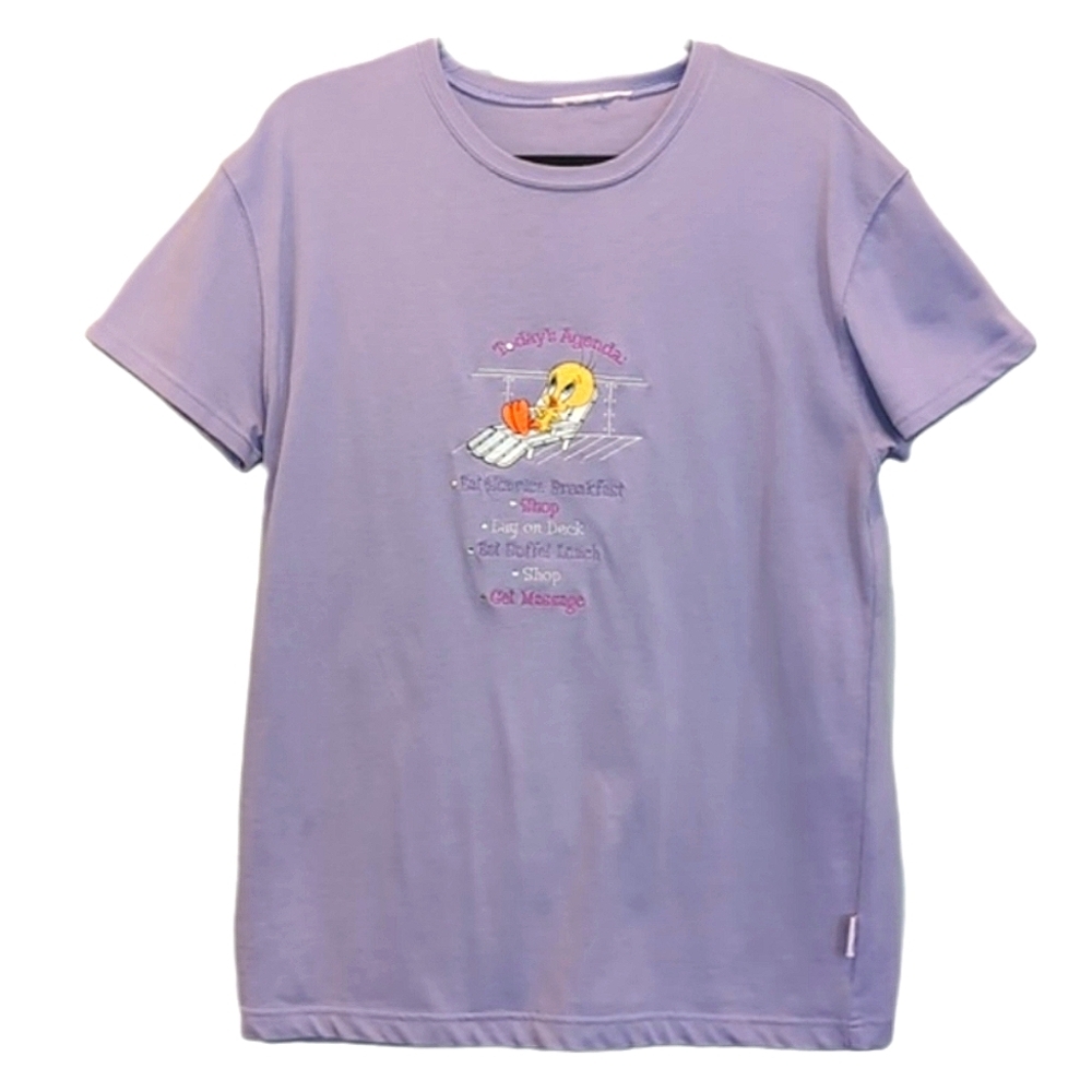PRINCESS CRUISES Tweety Bird Tshirt Embroidered Rhinestone Vacation Travel Top
